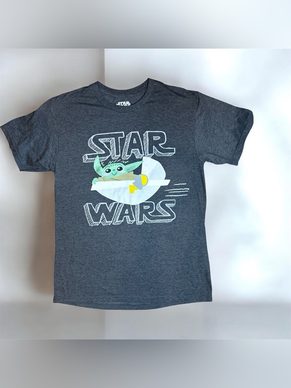 🌸Star Wars Mad Engine Grogu Baby Yoda Graphic Tee Charcoal Grey Shirt Men's M